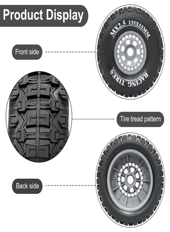 LRFHL 1/7 RC Short Course Truck Tires 1/8 Monster Truck Tires Compatible with ARRMA 1/7 Mojave 6S ARRMA 1/8 Mojave 4S TRAXXAS 1/7 UDR 6S RC Buggy Upgrades (4PCS, Grey) - Image 5